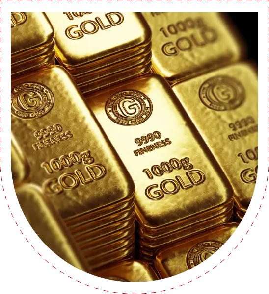 Shiny 9990 fineness gold ingots closeup